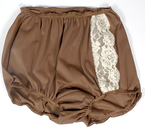 Vintage 50s 60s Silky Nylon Chocolate Brown Panties And Half Slip W Cream