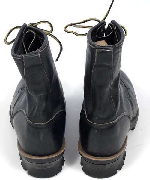 Vintage Ralph Lauren RRL Double RL Black Leather Logger Boots Steel Toe